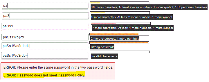 Wordpress plugins Password strength indicator using jQuery and XML